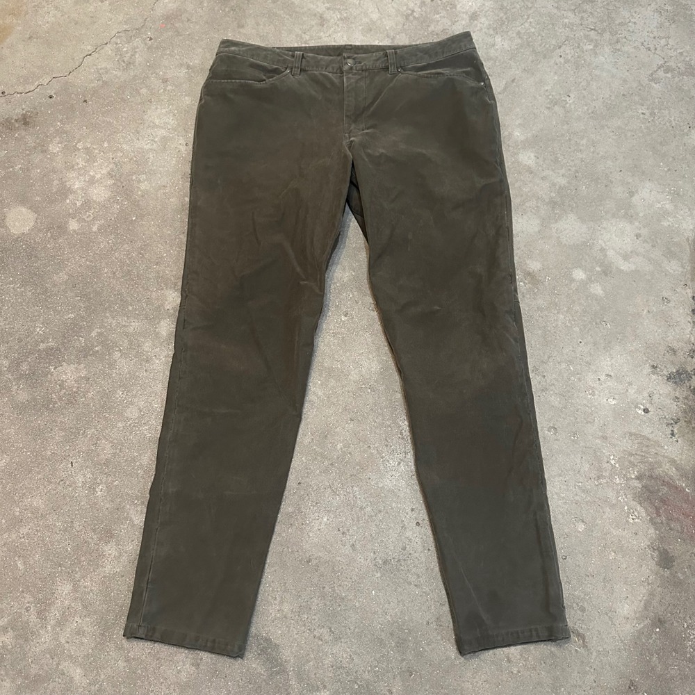 Lululemon ABC Slim Fit Utilitech‎ Pants Men 36x32 Olive Brown Canvas LM5ABOS